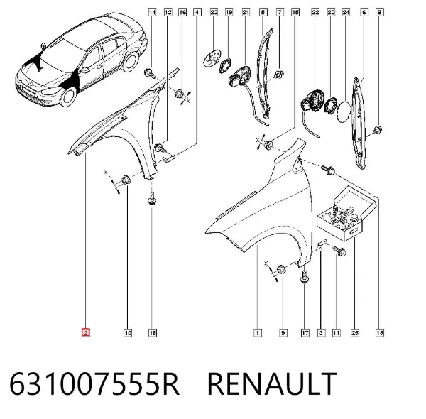 Pára-lama dianteiro direito 631007555R Renault (RVI)