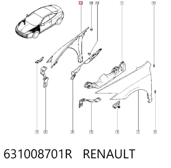 Pára-lama dianteiro direito 631008701R Renault (RVI)