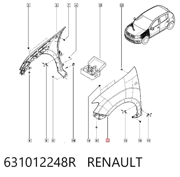 Pára-lama dianteiro esquerdo 631012248R Renault (RVI)