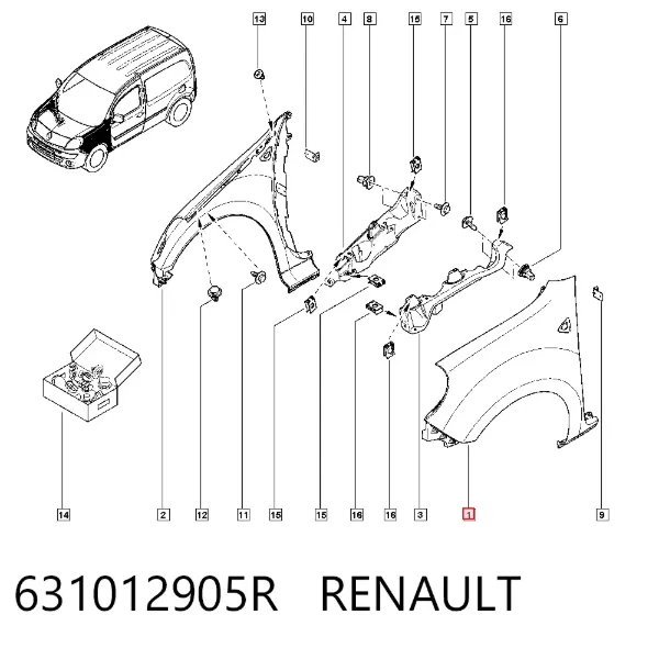 Pára-lama dianteiro esquerdo 631012905R Renault (RVI)