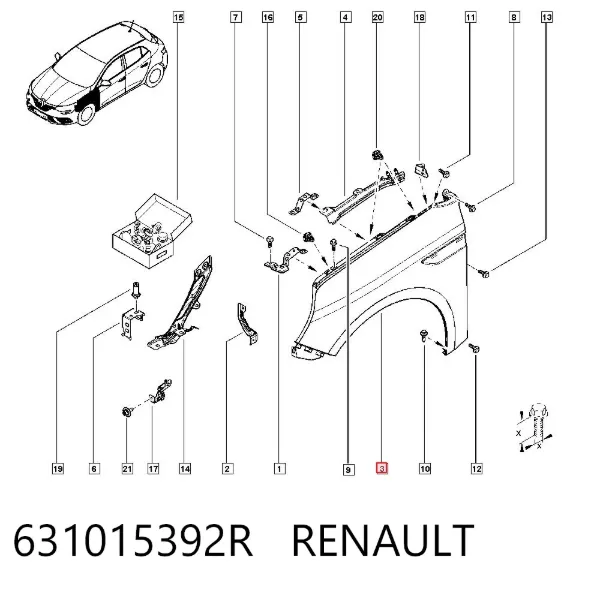 Pára-lama dianteiro esquerdo 631015392R Renault (RVI)