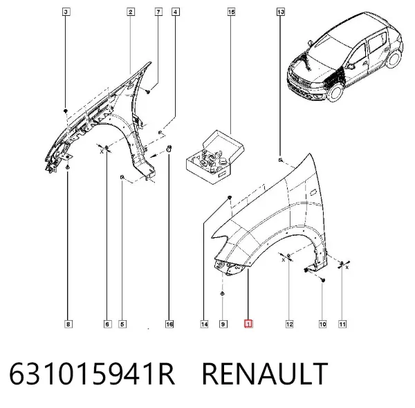 Pára-lama dianteiro esquerdo 631015941R Renault (RVI)