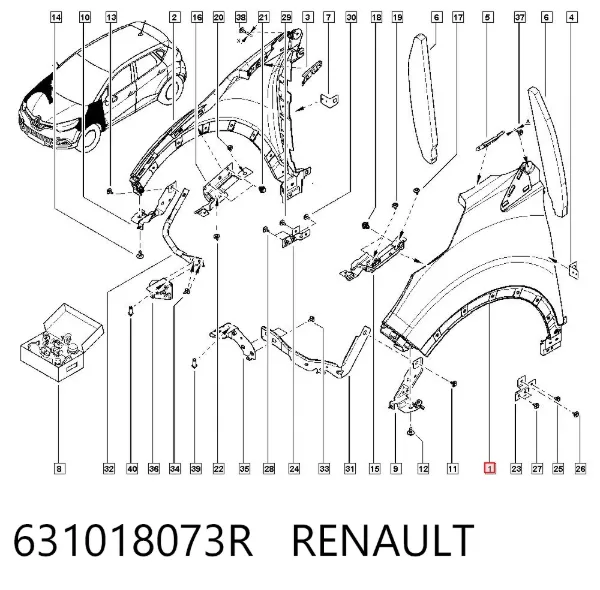 Pára-lama dianteiro esquerdo 631018073R Renault (RVI)