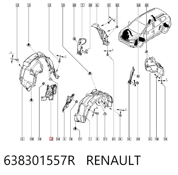 Proteção de motor direito 638301557R Renault (RVI)