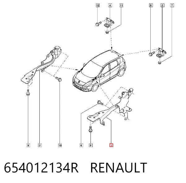 Gozno da capota esquerdo 654012134R Renault (RVI)