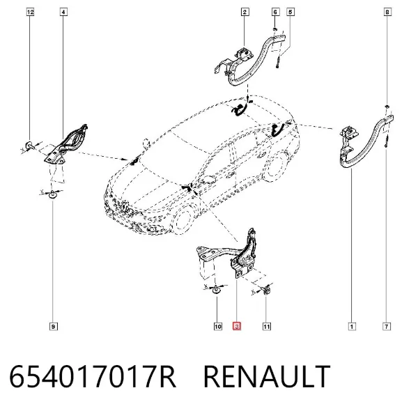 Gozno da capota esquerdo 654017017R Renault (RVI)