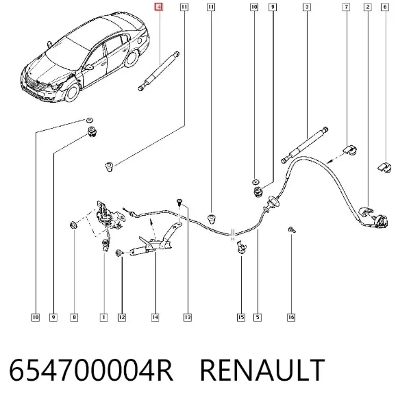 Amortecedor da capota 654700004R Renault (RVI)