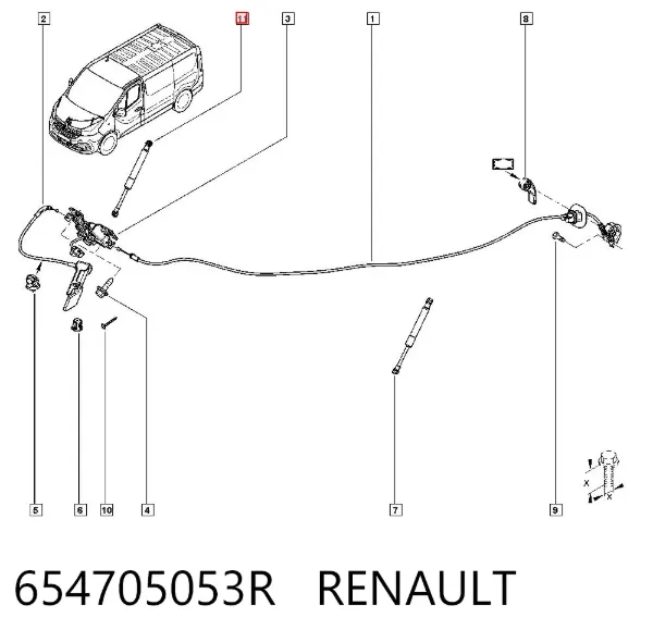 Amortecedor da capota 654705053R Renault (RVI)