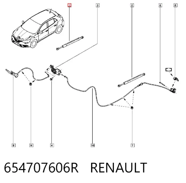 Amortecedor da capota 654707606R Renault (RVI)