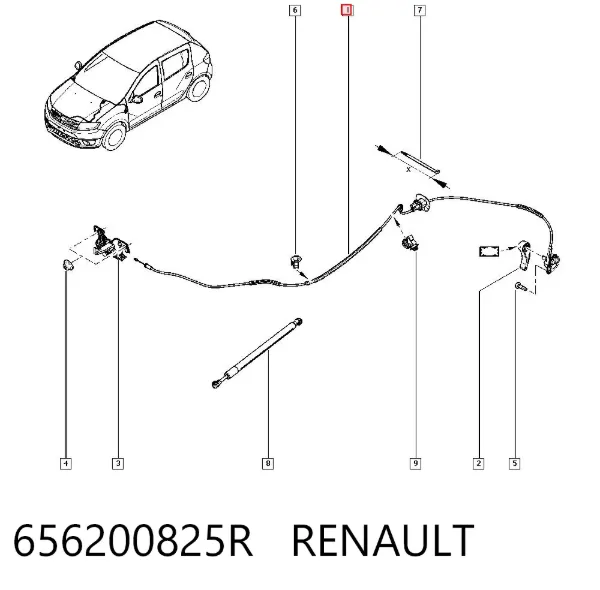 Cabo de abertura da capota 656200825R Renault (RVI)