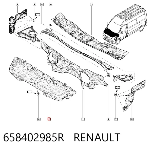Isolamento de ruído da capota 658402985R Renault (RVI)