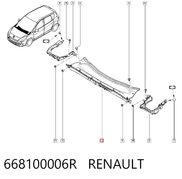 Dreno de pára-brisas, bofes 668100006R Renault (RVI)