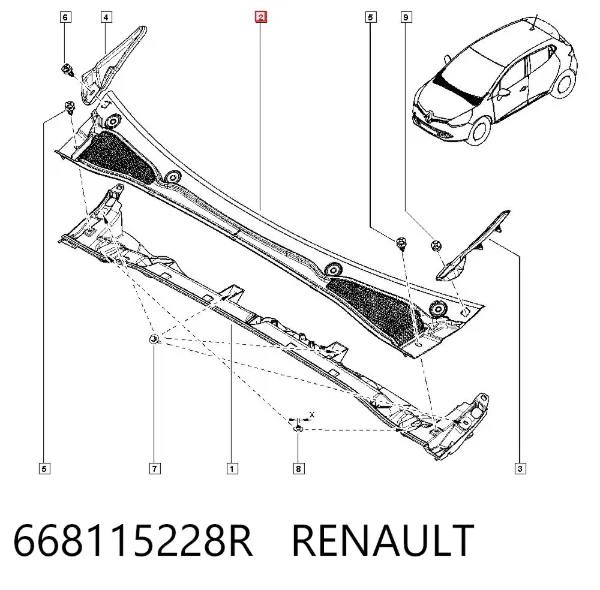 Grelha de limpadores de pára-brisa 668115228R Renault (RVI)