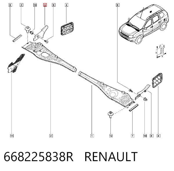Placa sobreposta externa dianteira direita de suporte de carroçaria 668225838R Renault (RVI)