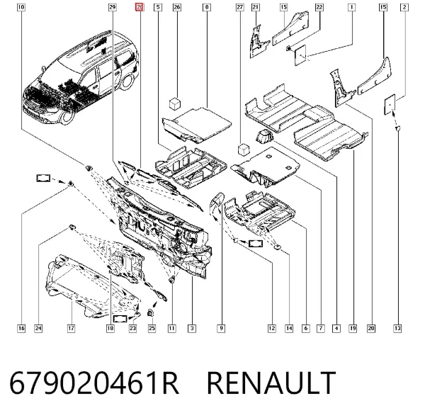 Isolamento de ruído da capota 679020461R Renault (RVI)