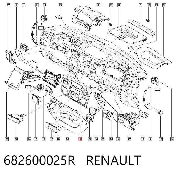 Cobrimento de instrumentos de controlo de "painel de instrumentos" 682600025R Renault (RVI)