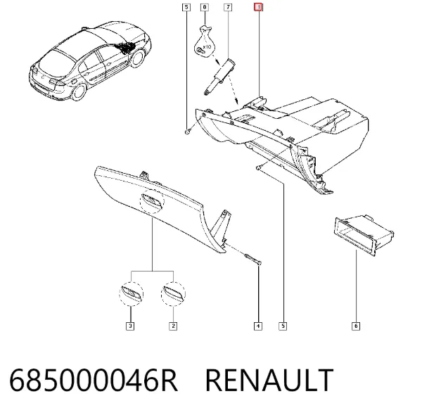 Caixa para porta-luvas (porta-luvas) 685000046R Renault (RVI)