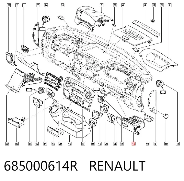 Caixa para porta-luvas (porta-luvas) Renault Master III