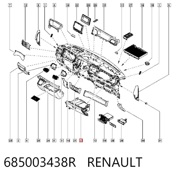 Tampa da caixa para luvas (porta-luvas) Renault Master III
