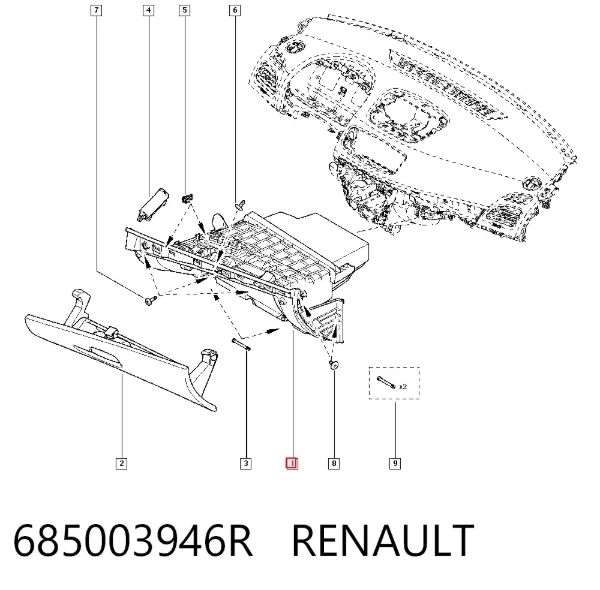 Caixa para porta-luvas (porta-luvas) Renault Megane III