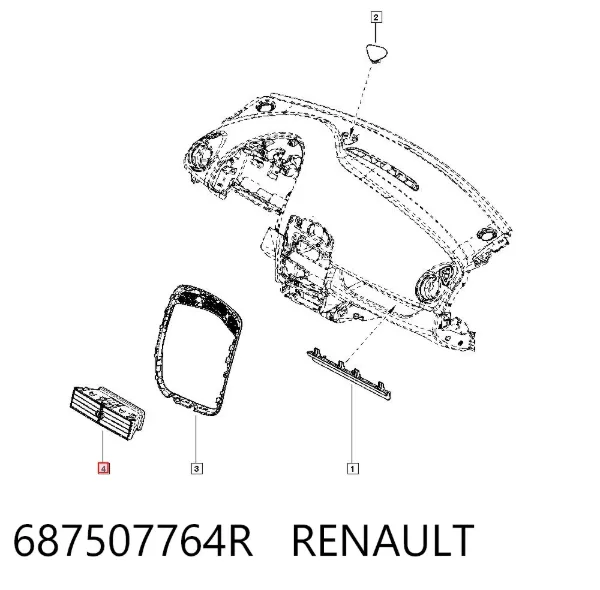 Grelha de ventilação de salão no "painel de instrumentos" 687507764R Renault (RVI)