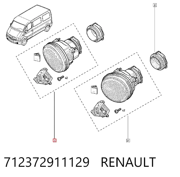 Luzes de nevoeiro direitas 712372911129 Renault (RVI)