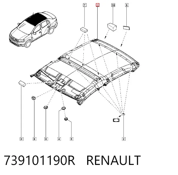 Revestimento do teto Renault LOGAN II