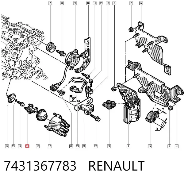 Slider (rotor) de distribuidor de ignição, distribuidor 7431367783 Renault (RVI)