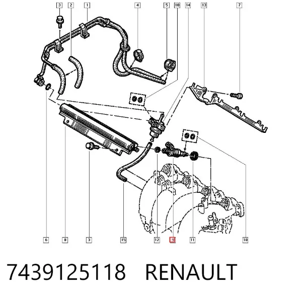 Injetor de injeção de combustível 7439125118 Renault (RVI)
