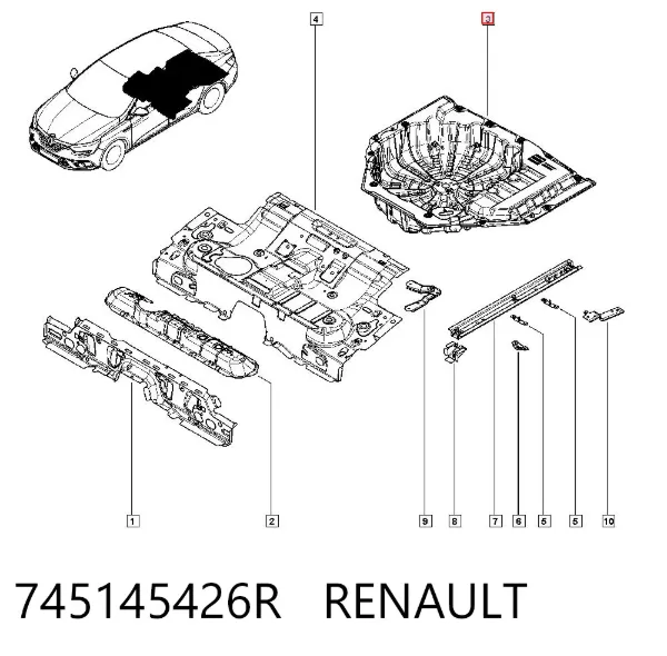 Fundo de porta-malas (nicho da roda de recambio) 745145426R Renault (RVI)