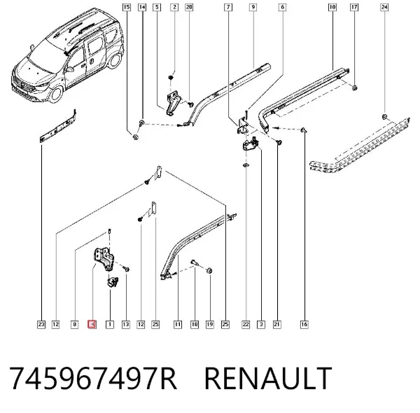 Rolo direito inferior da porta lateral (deslizante) 745967497R Renault (RVI)