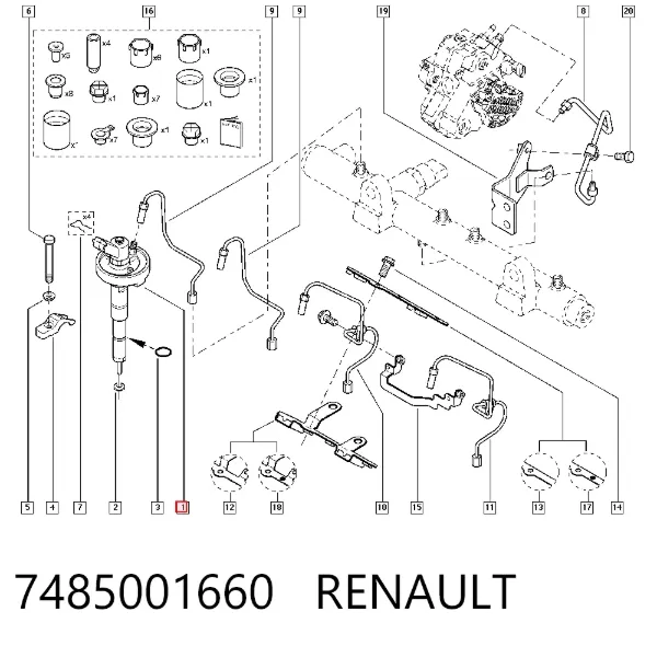 Injetor de injeção de combustível 7485001660 Renault (RVI)