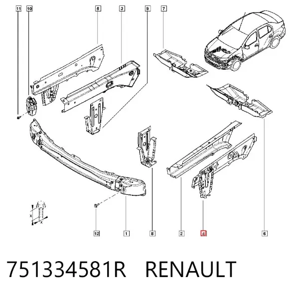 Reforçador dianteiro de longarina 751334581R Renault (RVI)