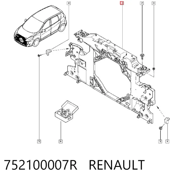 Suporte do radiador montado (painel de montagem de fixação das luzes) 752100007R Renault (RVI)