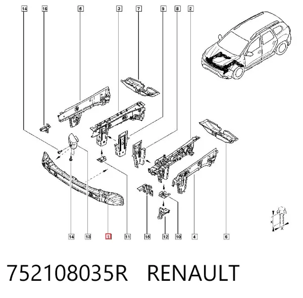 Reforçador do pára-choque dianteiro 752108035R Renault (RVI)
