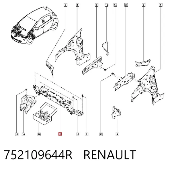 Suporte do radiador montado (painel de montagem de fixação das luzes) 752109644R Renault (RVI)