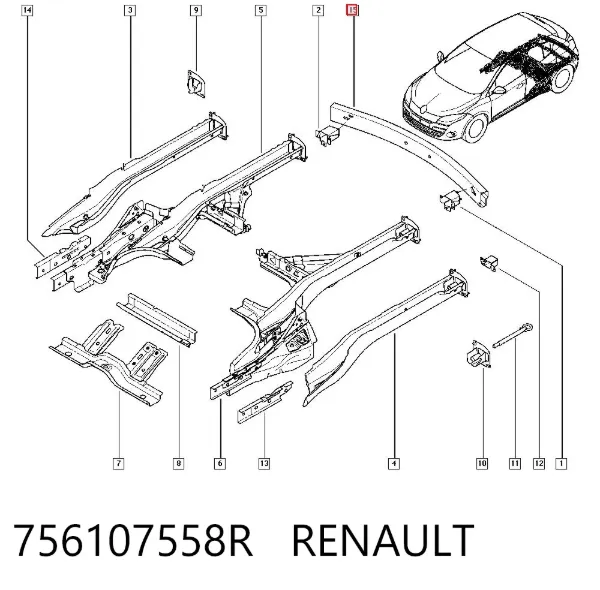 Reforçador do pára-choque traseiro Renault Fluence L3