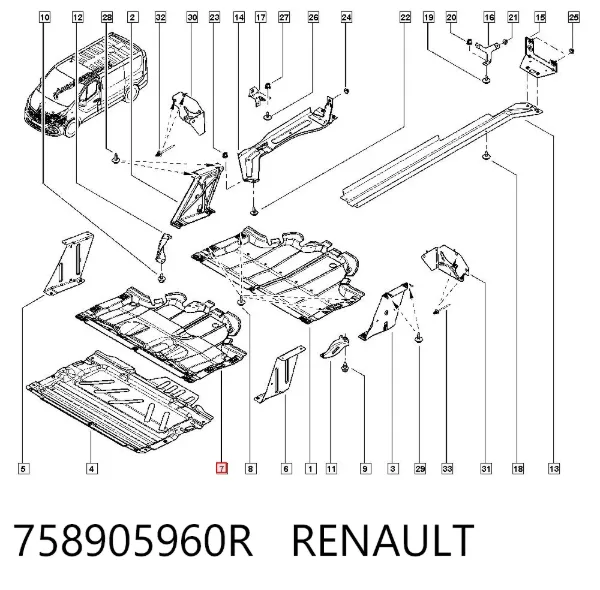 Proteção de motor, de panela (da seção de motor) 758905960R Renault (RVI)