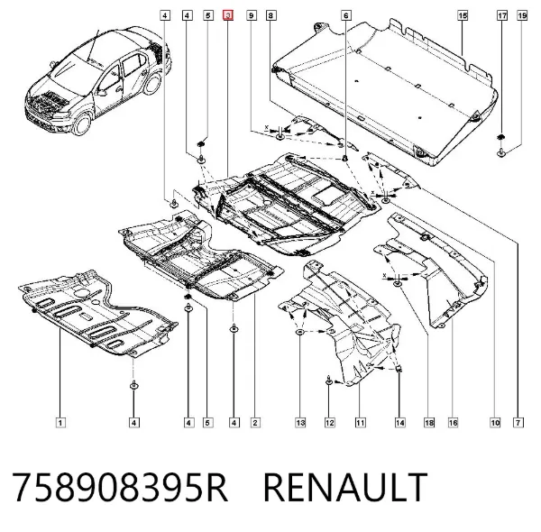Proteção de motor, de panela (da seção de motor) 758908395R Renault (RVI)
