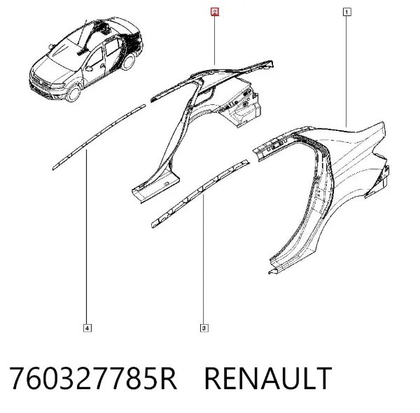 Pára-lama traseiro direito 760327785R Renault (RVI)