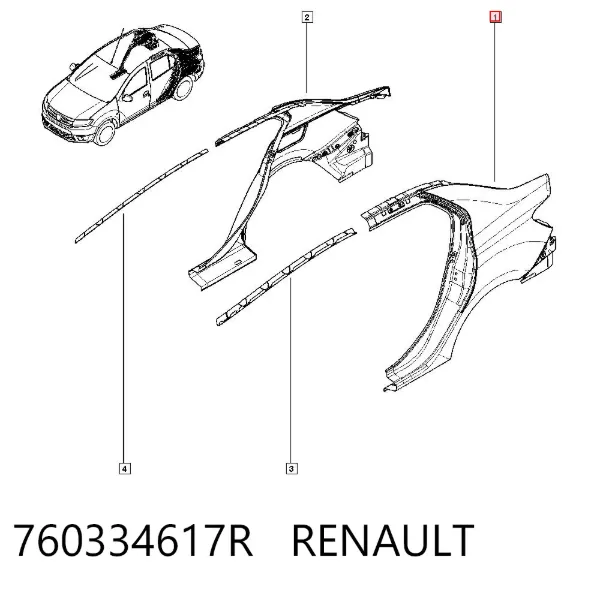 Pára-lama traseiro esquerdo 760334617R Renault (RVI)