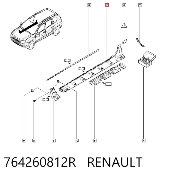 Placa sobreposta (moldura) externa direita de acesso 764260812R Renault (RVI)