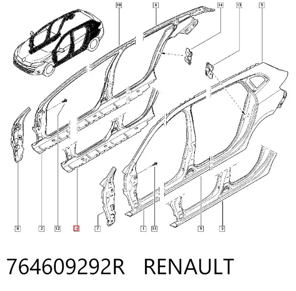 Acesso externo direito 764609292R Renault (RVI)