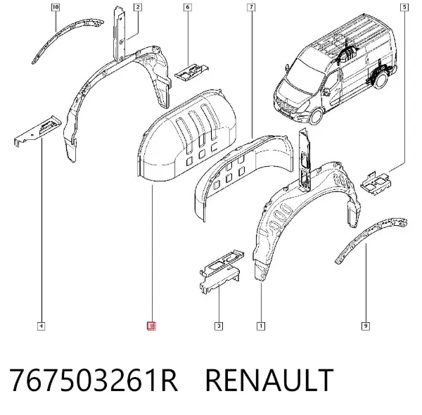 Arco esquerdo/direito do pára-lama traseiro 767503261R Renault (RVI)