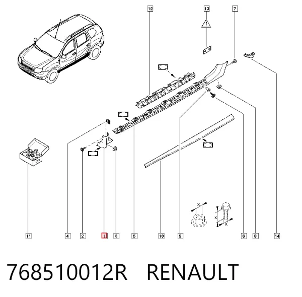 Placa sobreposta (moldura) externa dianteira esquerda de acesso 768510012R Renault (RVI)