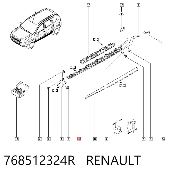 Placa sobreposta (moldura) externa esquerda de acesso 768512324R Renault (RVI)