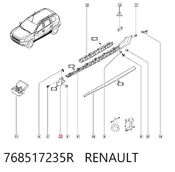 Placa sobreposta (moldura) externa dianteira esquerda de acesso 768517235R Renault (RVI)
