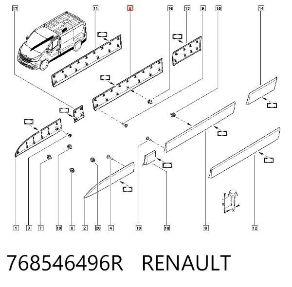 Moldura da porta lateral (deslizante) 768546496R Renault (RVI)