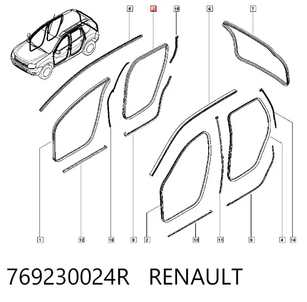 Compactador da porta traseira direita (na carroçaria) 769230024R Renault (RVI)
