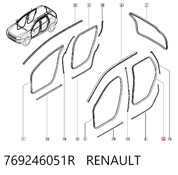 Compactador da porta dianteira esquerda (na porta) 769246051R Renault (RVI)